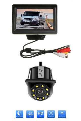 OBRAX 4,3 Inç Araç Monitör + Araç Geri Görüş Park Kamerası Cmos Görüntü Sistemi
