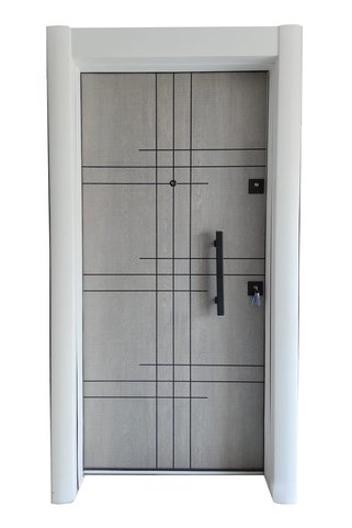 tezwood ahşap kapı sanayi Çelik Kapı, Beyaz - Gri Daire Giriş Kapısı, Düz Model Çelik Kapı