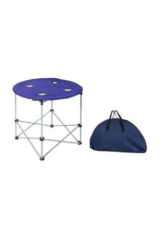 FOUR SEASON Katlanır Kamp Masası Taşıma Çantalı Yuvarlak 71 cm Lacivert - Mavi