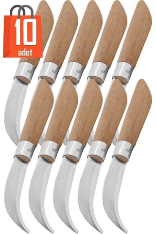 Telvesse 10 Adet Bayram Aşı Bıçağı Ahşap Saplı Bağ Budama Bıçağı Paslanmaz Ceviz Aşı Ekipmanı 22cm No:3