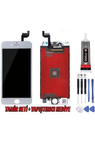 Genos Apple Iphone 6s Lcd Ekran A Kalite Beyaz Montaj Kiti Hediye