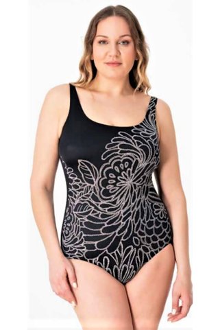 Sunsurf Büyük Beden Siyah Mayo 50-52-54-56 Beden