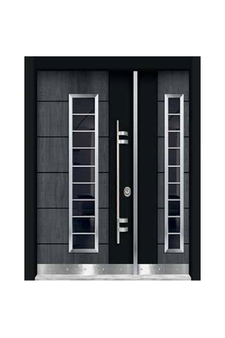tezwood ahşap kapı sanayi Celik Kapi Model Tezwood Çelik Kapı, Antrasit Rengi Bina Giriş Kapısı Sol Açılım