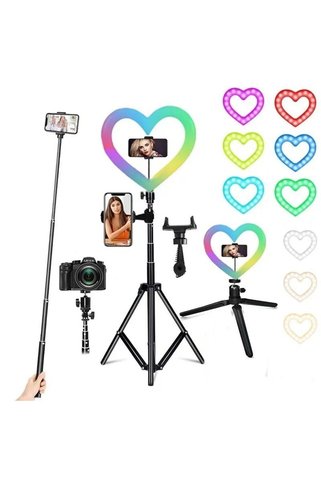 fortrek 10 Inç Ring Light 5500k Youtuber Led Işıklı 2.1 Metre Tripod Selfie Makyaj Işığı Kalp