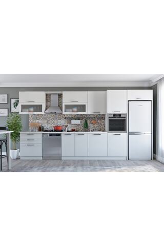 Kenyap Vegas 425 Ankastre HİGH GLOSS Mutfak Beyaz 425 cm Tezgah Hariç