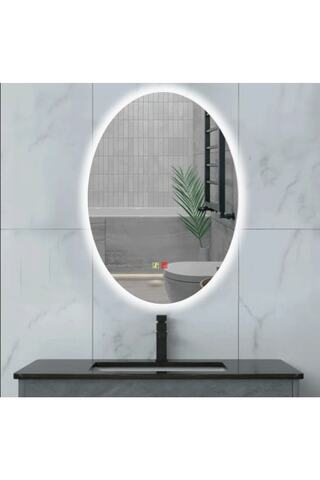 BUGUSAN 60x80(h) cm Buğu Çözücülü Dokunmatik Işıklı Ledli ELİPS Banyo Aynası