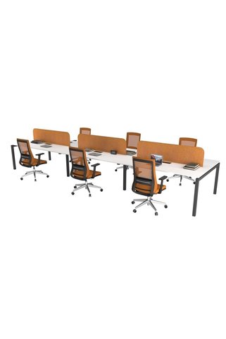Çağın Ofis Mobilyaları Ofisimi GALAXY ALTILI 420 CM ÇALIŞMA OFİS MASA Workstation (Beyaz/Antrasit)