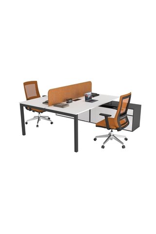 Çağın Ofis Mobilyaları Ofisimi GALAXY İKİLİ MEDIUM 160 CM ETAJERLİ ÇALIŞMA OFİS MASA Workstation (Beyaz/Antrasit)