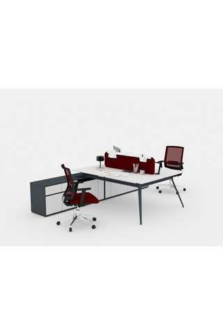 Çağın Ofis Mobilyaları Ofisimi DEEP İKİLİ MAXİ 160 CM ETAJERLİ ÇALIŞMA OFİS MASA Workstation (Beyaz/Antrasit)