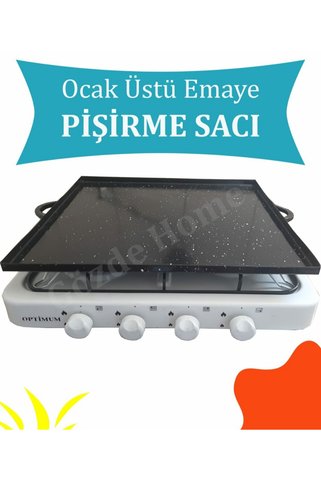 Uzel Ocak Üstü Katmer Sacı Katlanır Ayaklı Emaye Kaplı