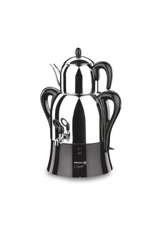 KORKMAZ Çaykolik Semaver Paslanmaz Çelik Inox/Siyah Semaver SEMAVER