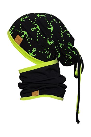 Babygiz Boy's Black Green Beret Neck Collar