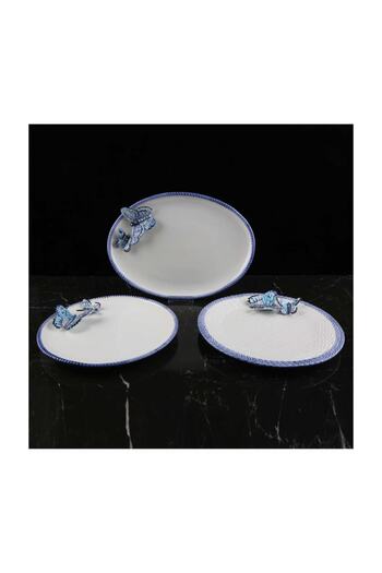 Lucky Art Blue Butterfly Oval Srv Tbgı