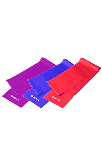 Delta 3-Piece Pilates Band 120 cm X 7.5 cm Exercise Resistance Rubber (Open End)