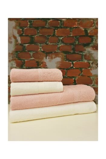 Özdilek Orkide 4 Piece Bath Set Best Set Cream - Pink
