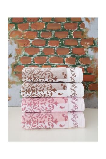 Özdilek 4 Pieces Emily Velvet Hand and Face Towel 50x90