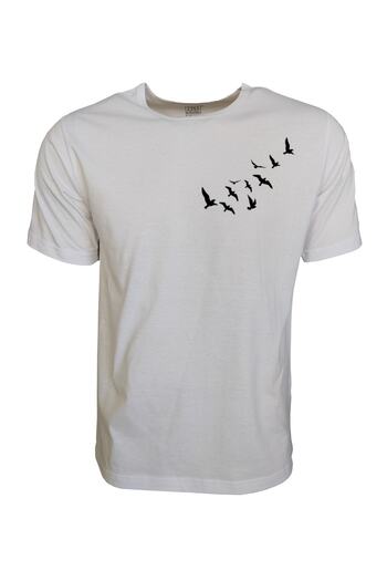Raf Coll Μπλουζάκι Unisex Λευκό εμπριμέ Oversize