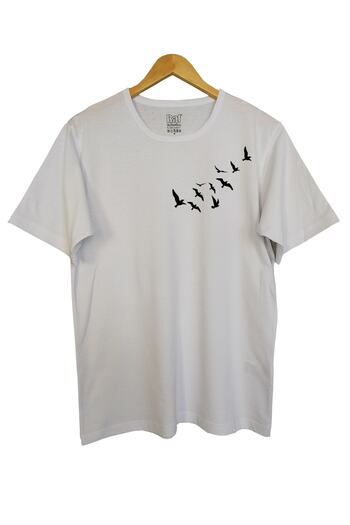 Raf Coll Μπλουζάκι Unisex Λευκό εμπριμέ Oversize