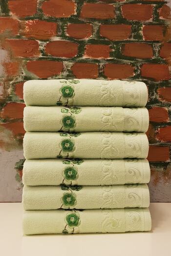 Özdilek Dila V3 Embroidered 6-Piece Towel - Green