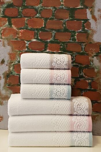 Özdilek Evony 6-Piece Bath Towel Set - Mint Powder Beige