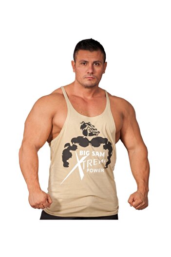 Big Sam Men's Desert Yellow Fitness Training Athlete Tank Top 2231
