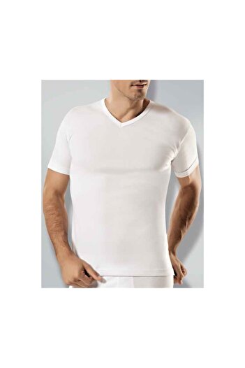 Tutku Flannel 2-Piece 100% Cotton Men's White Undershirt 2 Pieces Short Sleeve