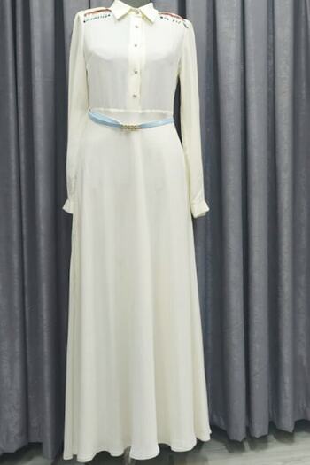 Azra Women's Cream Crepe Dress