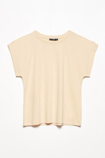 Dilvin 3504 Crew Neck - Σκούρα Μπεζ χτενισμένη βαμβακερή μπλούζα