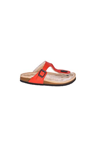 Moosefield Red Genuine Leather Women's Slippers