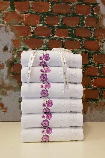 Özdilek Dila V3 Embroidered Towel Set of 6 - White