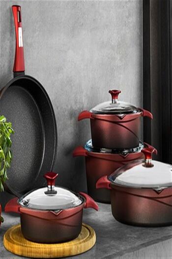 Aryıldız Red Gusto Flipper Cast Pot Set 9 Pieces