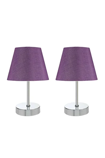 Bysay Fiesta Fiesta Best Metal Leg Double Lampshade Table Lamp - Chrome (purple)