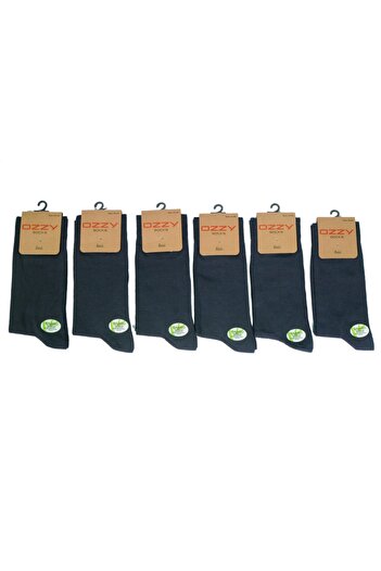 Ozzy Socks Мъжки тъмносини бамбукови безшевни чорапи до глезена, чифт от 6 броя
