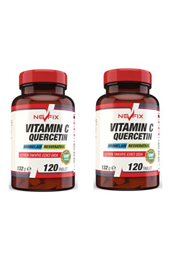 Nevfix Vitamin C 1000 Mg 120 Tablets Bromelian Quercetin 2 Boxes 240 Tablets
