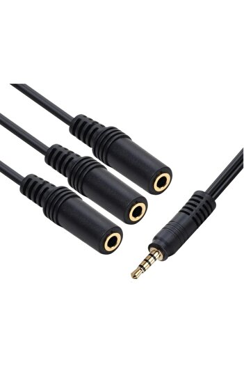 Alfais 4300 Kulaklık Mikrofon Çoklayıcı 3 Port 3.5mm Splitter Çevirici Dönüştürücü Adaptör
