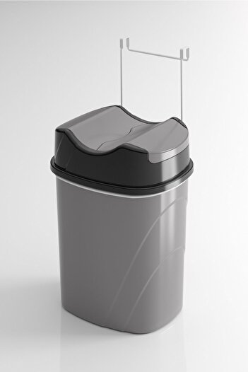 Teknotel Swallowing Lid Trash Can with Hanging Inside Cabinet White+Gray Bucket Sf008