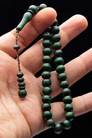 OTTOTESBİH Green Scented TAsseled Boxwood PrAYer BeAds - Wheel Cut