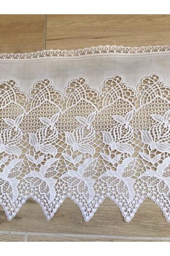 Nurteks Gray Lace Shelf Cover, 22 cm Width, 5 Meters Length, Stylish and Elegant Design