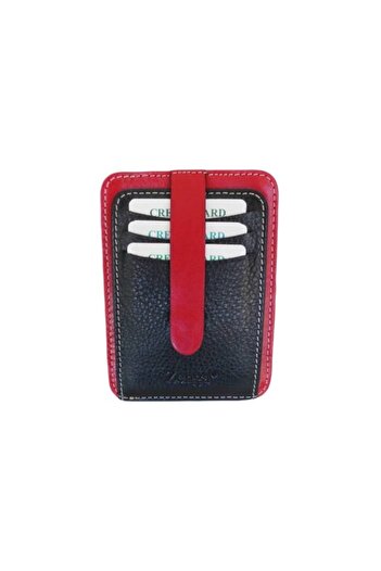 Zenga Original Leather Wallet Credit Card Holder 031-51 Black Red