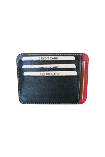 Zenga Original Leather Wallet Credit Card Holder 031-51 Black Red