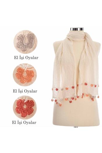 Dosimira Gradual Flower Embroidered Handmade Cotton Shawl