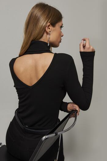 Cool & Sexy Dámská roláková halenka s černým zády do V EY1106