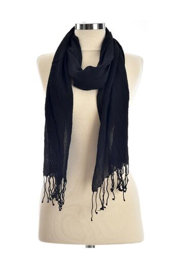 Dosimira Black Colored Fringed Cotton Large Shawl