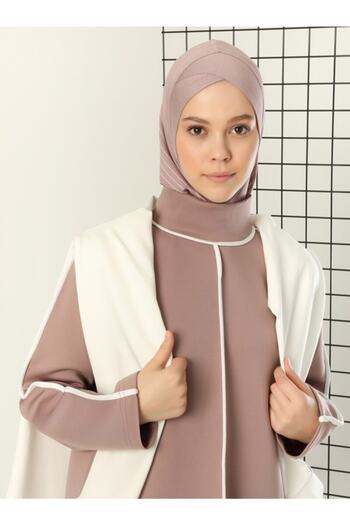 Ecardin Ριγέ Αθλητικό Σταυρό Hijab Bone Turban - ST298 Dusty Rose