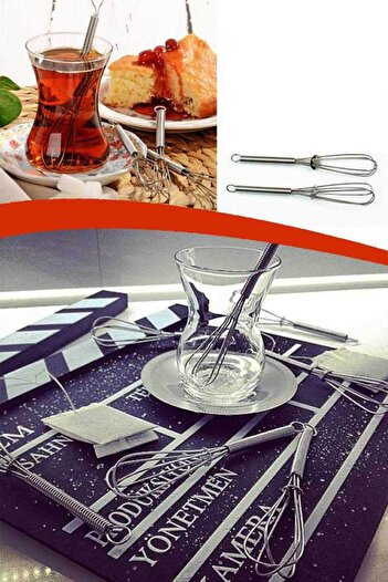 RoseRoi 2-Piece Whisk-Shaped Teaspoon Mini Whisk