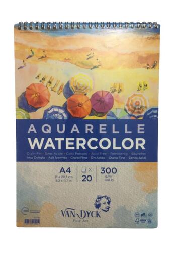 Van Dyck A4 Top Spiral 300 Gr 20 Yp Watercolor Block