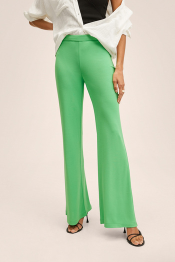 MANGO Woman Green Women's Trousers 27087747