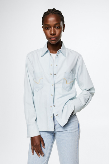 MANGO 37014401 Shirts Bleach Blue
