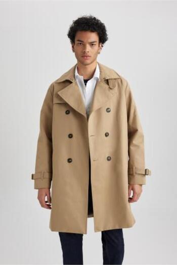 DeFacto Regular Fit Polo Neck Lined Trench Coat