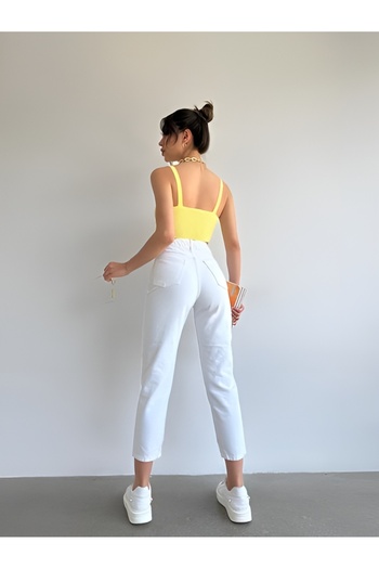 DRC trend White Jean Women's White High Waist Mom Fit Jeans (NO SHOW INNER)